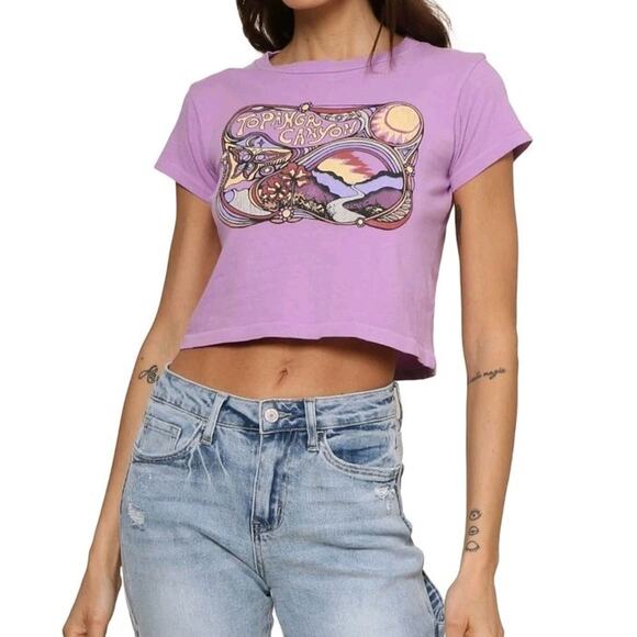 Daydreamer Topanga Canyon Camp Tee Size M Violet Cropped Short Sleeve READ DESCR - Picture 1 of 14